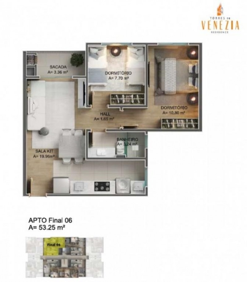 APARTAMENTO COND FECHADO - TORRES DI VENEZIA - NOVO
